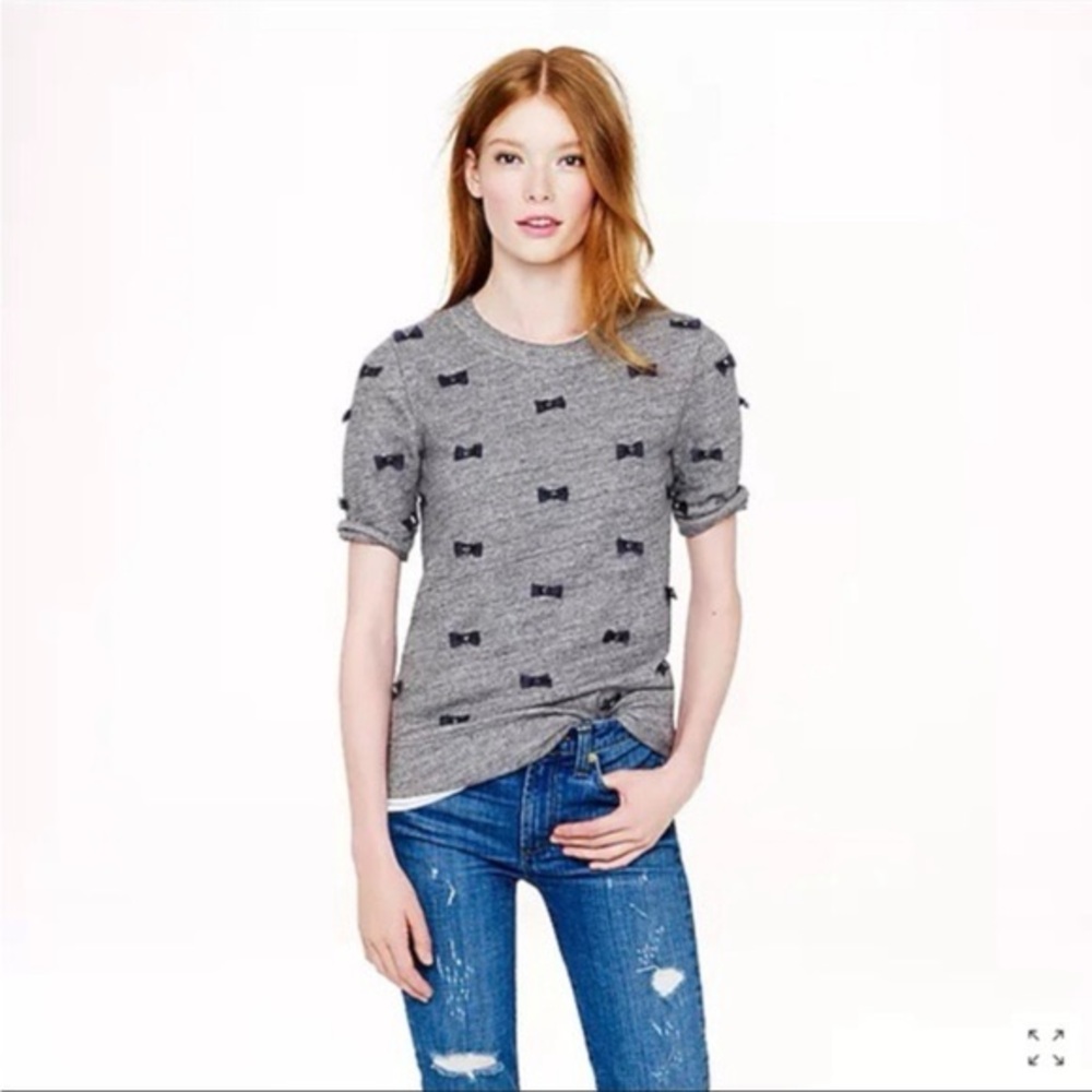 J. Crew Embellished Bow Sweatshirt Top